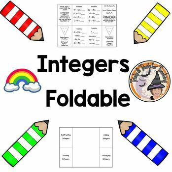 Preview of Integers Rules Foldable Adding Subtracting Multiplying Dividing with Answer KEY