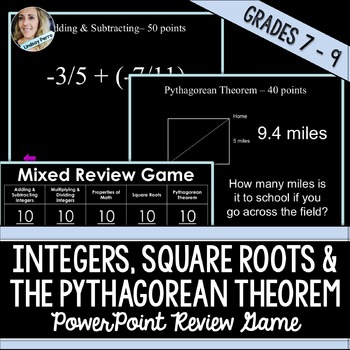 Preview of Integer Operations, Square Roots and Pythagorean Theorem Game
