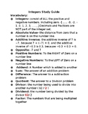 Integers Study Guide