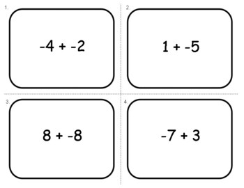 Preview of Integers Task Cards