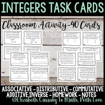 Preview of Integers Task Cards-Class activity task cards