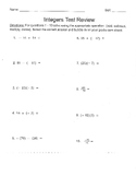 Integers Test Review