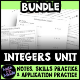 Integers Unit Bundle: Notes, Practice, & Application Practice