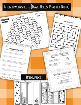 Preview of Integers Worksheets (Halloween Theme)