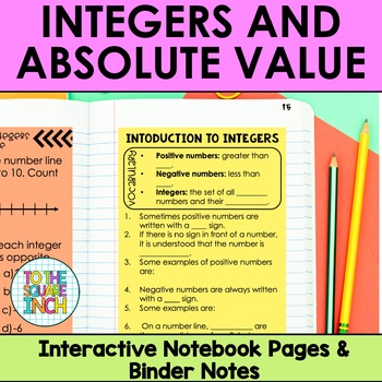 Preview of Integers and Absolute Value Interactive Notebook