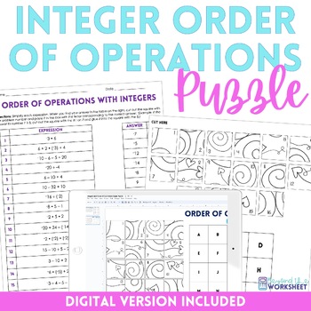 Preview of Order of Operations with Integers Math Puzzle