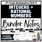 Integers and Rational Numbers Binder Notes Bundle for 6th 