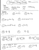 Integers and Rational Numbers End of Unit Study Guide (All