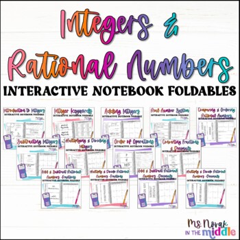 Preview of Integers and Rational Number Interactive Notebook Foldable and Practice Bundle