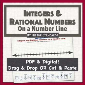 Preview of Integers and Rational Numbers On a Number Line Fractions Decimals PDF & Digital