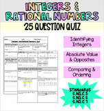 Integers and Rational Numbers Quiz