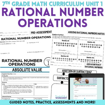 Preview of Integers and Rational Numbers Unit : 7th Grade Math Curriculum
