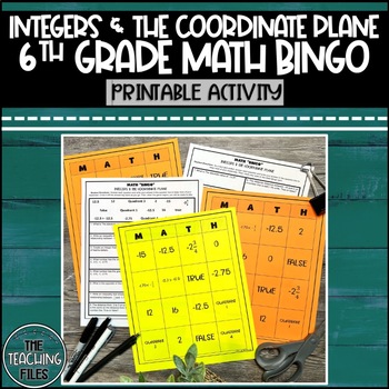 Preview of Integers and The Coordinate Plane BINGO | 6th Grade Math CCSS Aligned