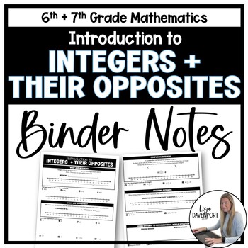 Preview of Integers and Their Opposites Binder Notes - 6th & 7th Grade Math