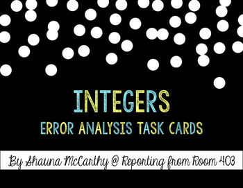 Preview of Integers and the Coordinate Plane Error Analysis Task Cards