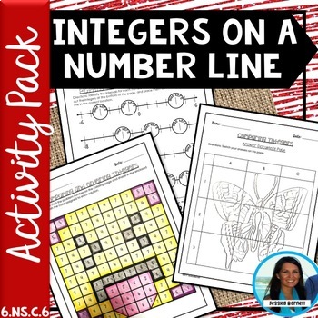 Preview of Integers on a Number Line Activity and Worksheet Bundle