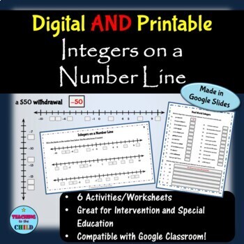 Preview of Integers on a Number Line - Digital and Printable
