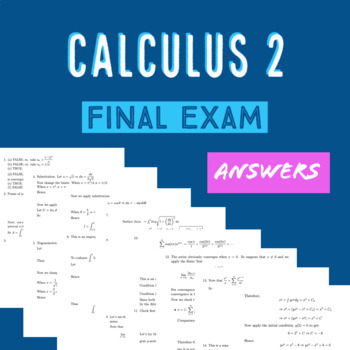 Preview of Integral Calculus 2 Final Exam FULL SOLUTIONS