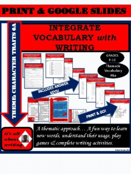 Preview of Integrate Thematic Vocabulary in Writing #6A: Theme - CHARACTER TRAITS