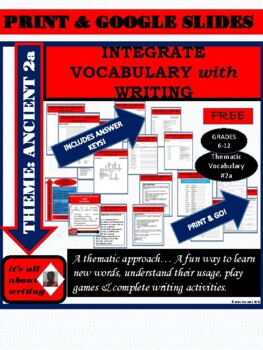 Preview of Integrate Vocabulary in Writing #2A: Theme - ANCIENT (FREE PRODUCT)