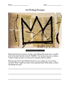 Preview of Integrated Arts Writing Prompts: Symbolism / Jean Michel Basquiat distance learn