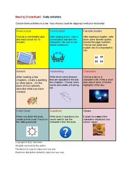 Integrated Reading choice board by Green Learners | TPT