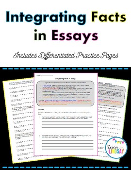 Preview of Integrating Facts in Essays Differentiated Practice