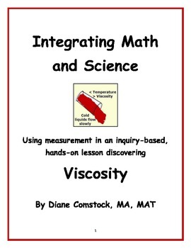 Preview of Integrating Math and Science, Discovering Viscosity