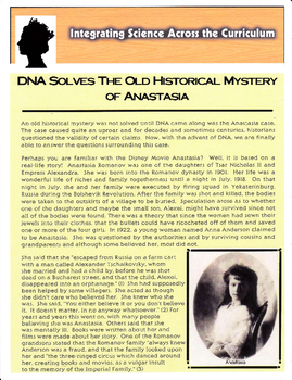 Preview of Integrating Science Across the Curriculum: DNA Solves the Mystery of Anastasia