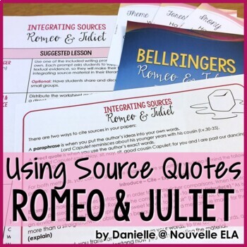 Preview of Romeo and Juliet Activities - Using Quotes and Paraphrase in Literary Analysis