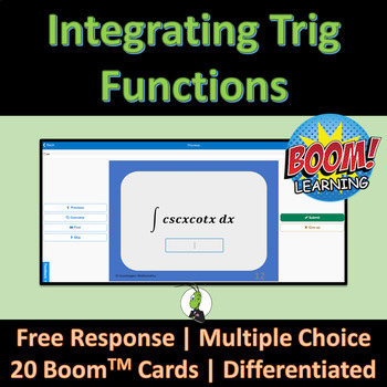 Preview of Integrating Trigonometric Functions Boom Digital Task Cards