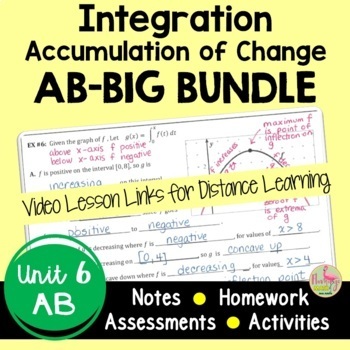 Preview of Calculus Integration BIG Bundle with Video Lessons (AB Version - Unit 6)