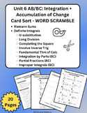 Integration + Accumulation of Change Word Scramble - AP Ca