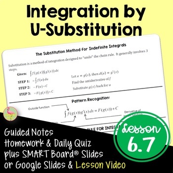 Preview of Calculus Integration by U-Substitution with Lesson Video (Unit 6)