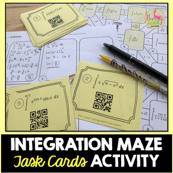 Preview of Calculus Integration Maze and Task Cards Activity (Unit 6)