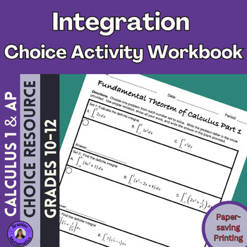 Preview of Integration Practice Choice Activity Workbook