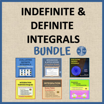 Preview of INTEGRATION PRACTICE (Indefinite & Definite Integrals) - BUNDLE (143 problems)