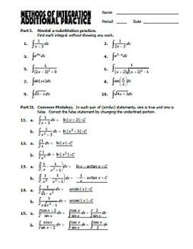 Integration Practice For Ap Calculus Bc By Emily P K Tpt