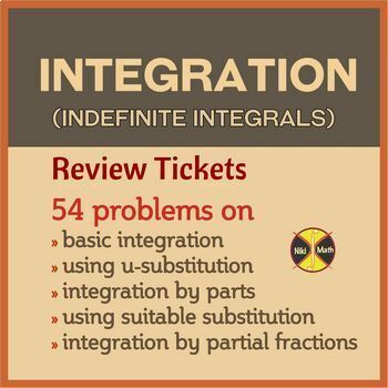 Preview of Integration Review/Practice - 6 Tickets (54 problems) - Distance Learning