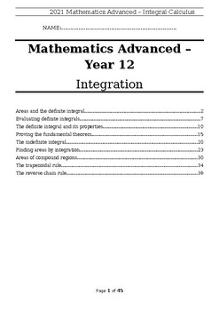 Preview of Integration Revision Booklet - Year 12 HSC Mathematics Advanced