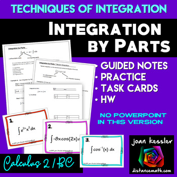 Preview of Integration by Parts Guided Notes Task Cards HW Calculus BC