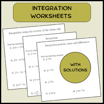 Preview of Integration worksheets (with solutions)