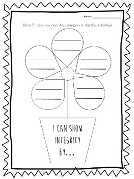 Download Integrity Flower Activity - The Empty Pot Activity by Rachel the Counselor