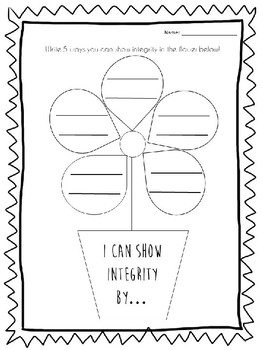 Integrity Flower Activity - The Empty Pot Activity by Rachel the Counselor