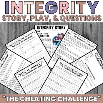 Preview of Integrity Lesson | Cheating Challenge | Story | Questions | Play | Middle School