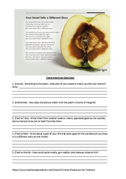 Preview of Integrity - Poetry Reading Comprehension Worksheet