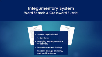 Preview of Integumentary System BUNDLE #1 - Word Search, Crossword & Skin Disorder Webquest