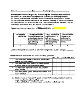 Preview of Intelligibility Questionnaire for Teachers