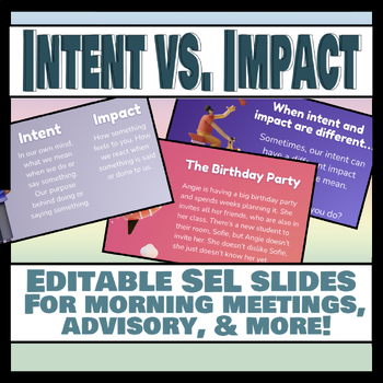 Preview of Intent vs. Impact - Morning Meeting, Character Ed & Social Emotional Activity
