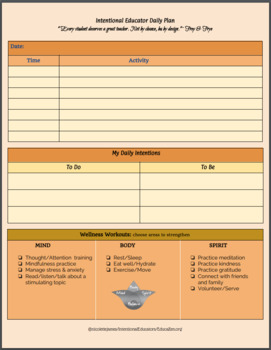 Preview of Intentional Educator Daily Planning Sheet for Teachers